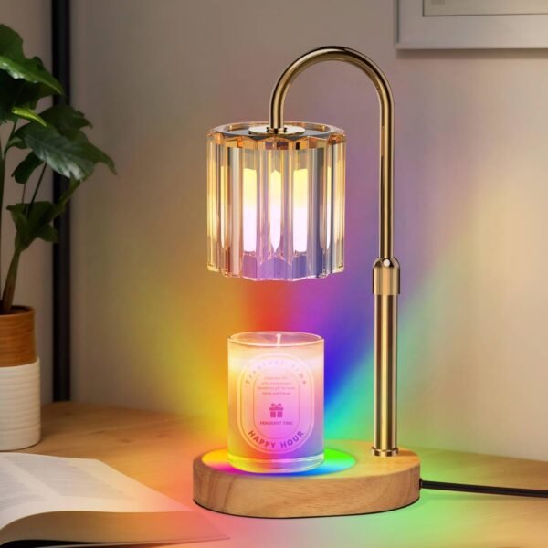 Candle Warmer Lamp, with RGB LED Lights,Timer and Dimmer, Adjustable Height, House Warming Gifts New Home Decor, Gifts for Women Mom, Wax Melt Warmer for Scented Jar Candles
