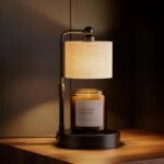 Candle Warmer Lamp with Timer, Modern Farmhouse Candle Warmer, Height Adjustable & Dimmable Electric Candle Warmer Lamp, Includes 2 Bulbs, Birthday Gift for Women, Mom, Housewarming - Flaxen