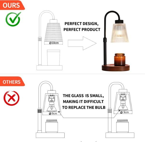 Black Candle Warmer Lamp WithTimer and Dimmer,Fragrance Electric Wax Melt Warmer with 2 Bulbs,Scented Jar Lamp,Mother's Day\/Birthday\/Gifts Christmas for Mom\/Wife,Home Decor,Adjustable Height
