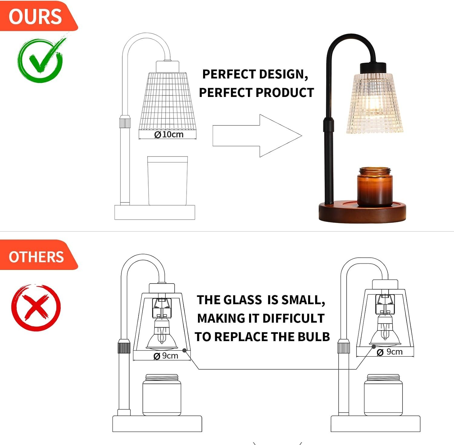 MEIXISUE Black Candle Warmer Lamp WithTimer and Dimmer,Fragrance Electric Wax Melt Warmer with 2 Bulbs,Scented Jar Lamp,Mother's Day\/Birthday\/Gifts Christmas for Mom\/Wife,Home Decor,Adjustable Height - Image 4