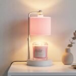 Pink Candle Warmer Lamp with Timer, Modern Farmhouse Dimmable Candle Warmer, Height Adjustable Electric Candle Lamp Warmer with 2 Bulbs, Home Decor for Bedroom-Pink