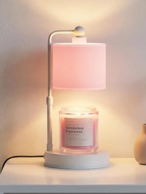 Bingyouth Pink Candle Warmer Lamp with Timer, Modern Farmhouse Dimmable Candle Warmer, Height Adjustable Electric Candle Lamp Warmer with 2 Bulbs, Home Decor for Bedroom-Pink