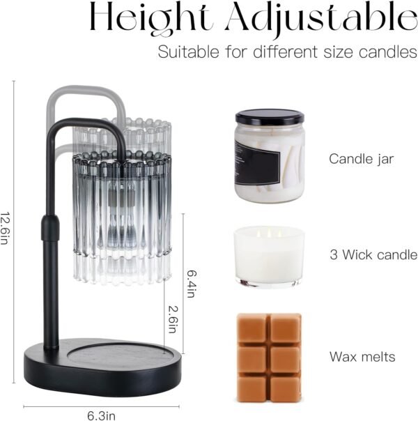 Candle Warmer Lamp with Timer: Black Candle Warming Lamp Height Adjustable Wax Melt Warmer Dimmable Modern Farmhouse New Home Bedroom Decor Mothers Day Housewarming Gift for Women