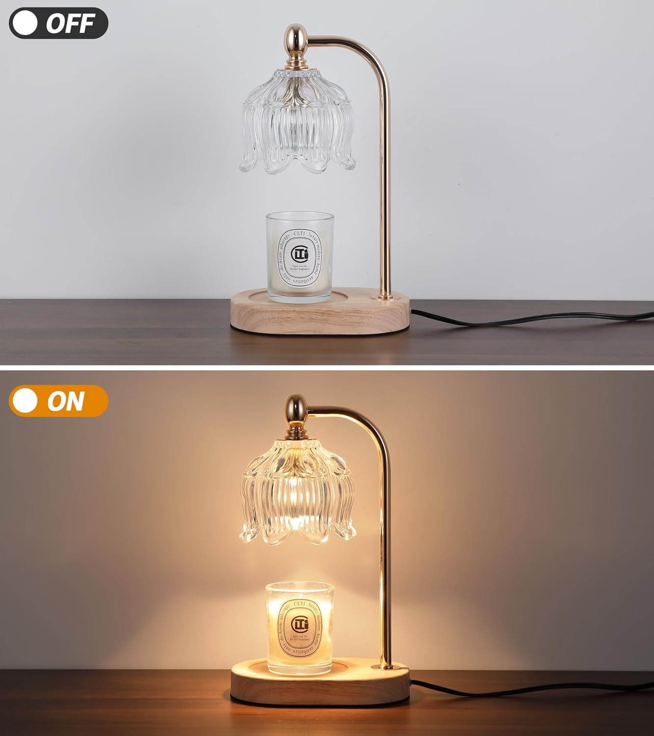 MEIXISUE Candle Warmer Lamp with Timer and Dimmer,Electric Gold Light Gifts for Women Melt Wax Warmer Lamp with 2 Bulbs for Candle Jars House Warming New Home Decor Bedroom - Image 8