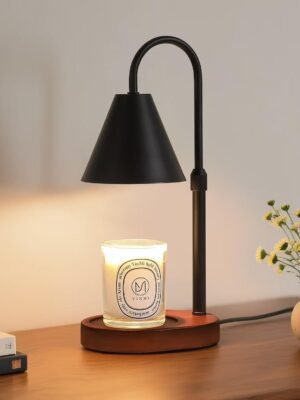 Black Candle Warmer Lamp with Timer and Dimmer,Mother's Day\/Birthday for Mom\/Wife,Electric Wax Melt Warmer,Home Decor,Scented Jar Lamp,Adjustable Height,with 2 Bulbs