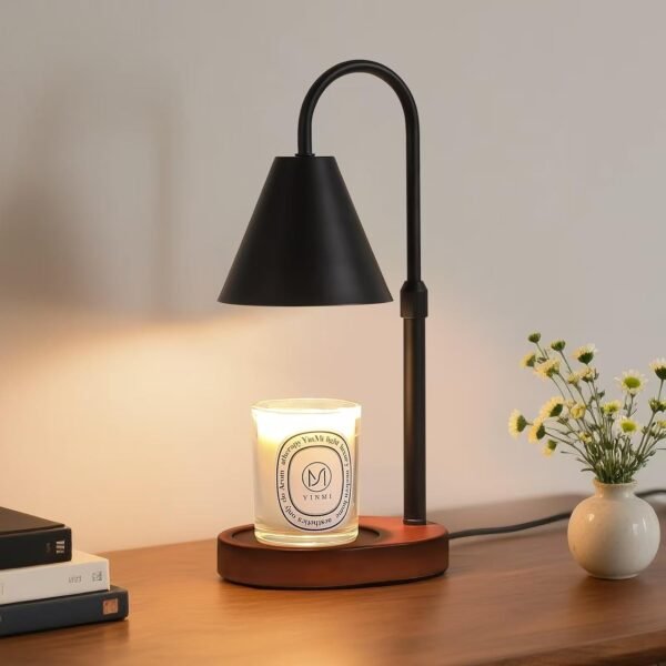Black Candle Warmer Lamp with Timer and Dimmer,Mother's Day\/Birthday for Mom\/Wife,Electric Wax Melt Warmer,Home Decor,Scented Jar Lamp,Adjustable Height,with 2 Bulbs