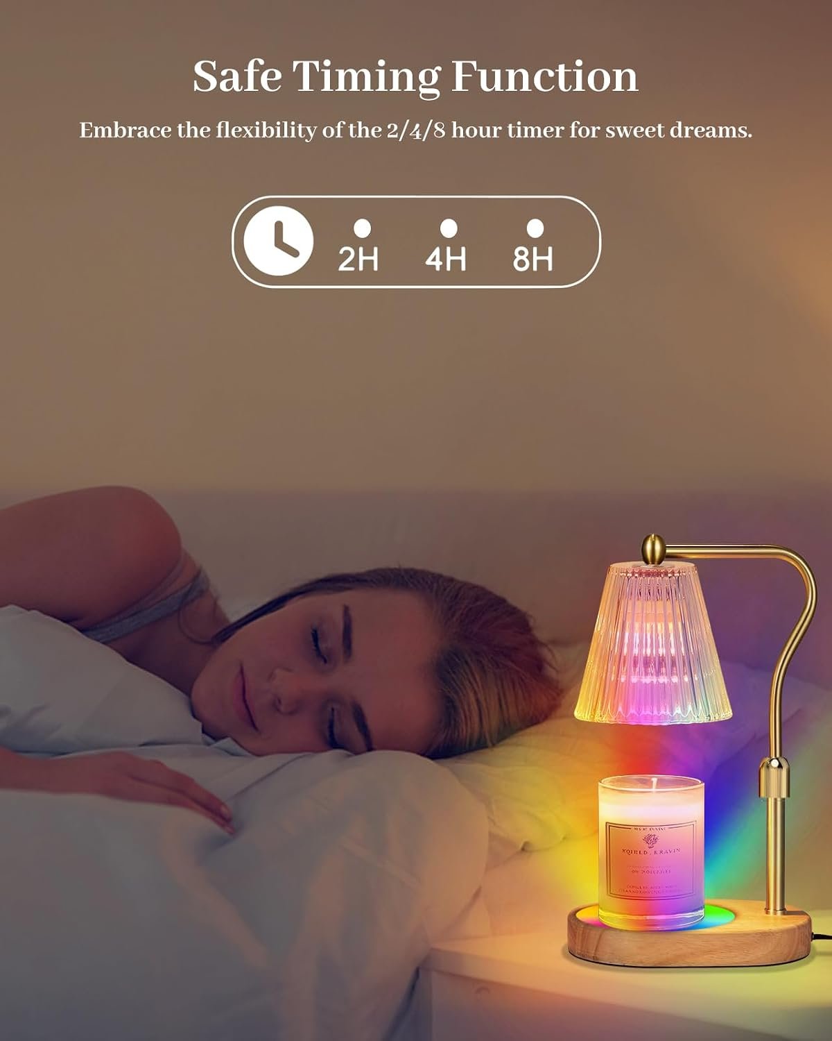 Engpure Candle Warmer Lamp with 7 LED Colors Changing,Candle Warmer with Timer Dimmer, Electric Candle Lamp with Adjustable Height Home Decor for Secented Jar Candles Christmas Gift for Mom Women - Image 2