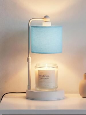 Bingyouth Candle Warmer Lamp with Timer, Dimmable Candle Wax Warmer, Height Adjustable Electric Candle Lamp Warmer with 2 Bulbs, Gifts Idea for Women Her, Mom, Vintage Home Decor for Bedroom-Blue
