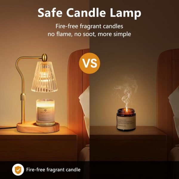 Candle Warmer Lamp - Candle Warmer Lamp with Timer and Dimmer Adjustable Height,Electric Wax Melt Warmer with 2 Bulbs for Scented Jar Candles Home Decor Mother's Day Gifts, Amber