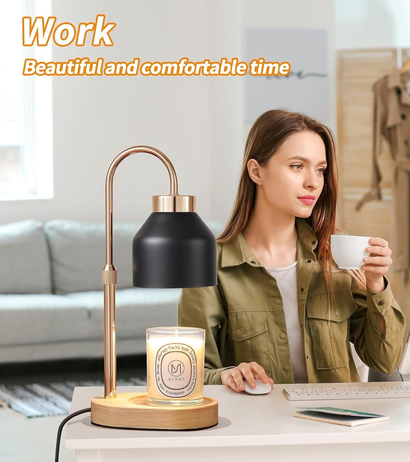 MEIXISUE Candle Warmer Lamp with Dimmer and Timer,Home Decor Lamp for Scented Jar,Electric Wax Melt Warmer,Mother's Day\/Birthday for Mom\/Wife,Adjustable Height,with 2 Bulbs - Image 9