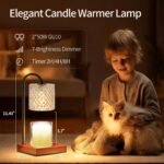 Candle Warmer Lamp, Candle Lamp Wax Warmer, Timer & Dimmer 7-Levels, Fits Cup Jar Candle, Top Melting, Crystal Heater Lamp for Scented Wax, Elegant Home Decor, Clear & Brown