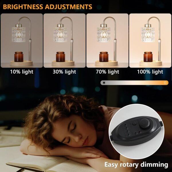 Gold Candle Warmer Lamp with Dimmer and Timer,Home Decor Lamp for Scented Jar,Electric Wax Melt Warmer,Mother's Day\/Birthday\/Christmas Gifts for Mom\/Wife,Adjustable Height,with 2 Bulbs