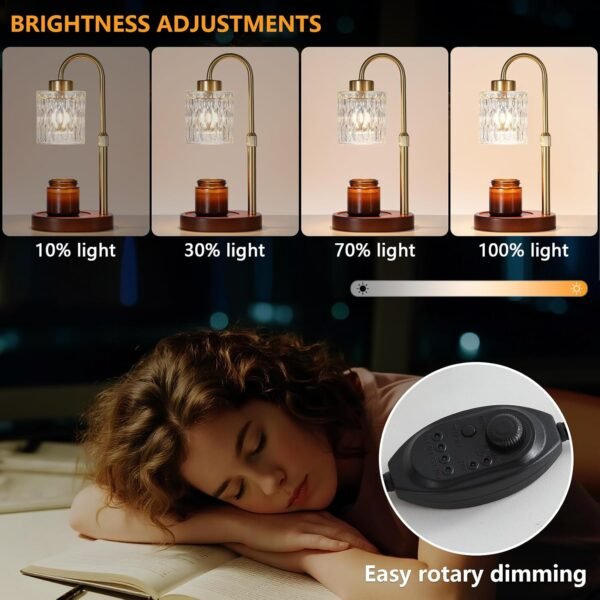 Candle Warmer Lamp with Dimmer and Timer,Home Decor Lamp for Scented Jar,Antique Brass Electric Wax Melt Warmer,Mother's Day\/Birthday\/Christmas Gifts for Mom\/Wife,Adjustable Height,with 2 Bulbs