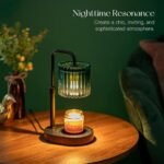 Candle Warmer Lamp with Timer: Emerald Green Candle Warming Lamp with 2 Bulbs Height Adjustable Wax Melt Dimmable Bedroom Decor for Women