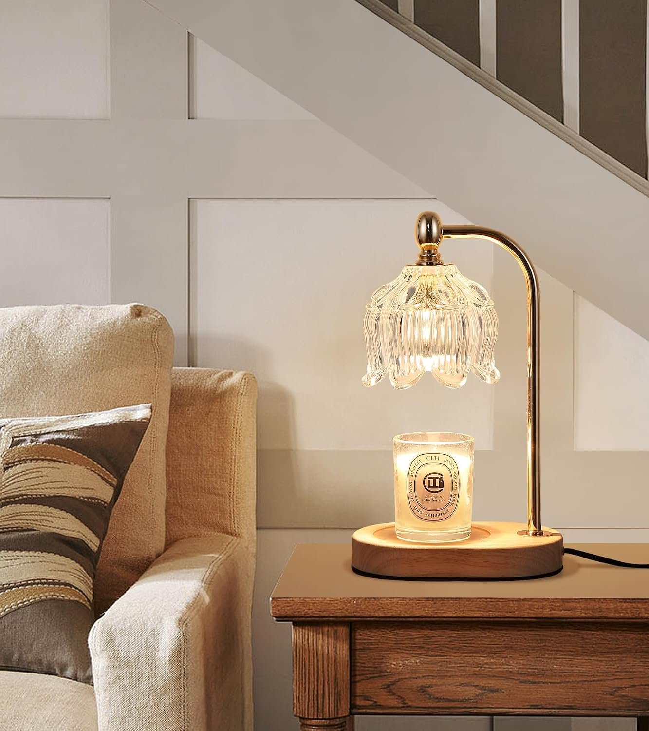 MEIXISUE Candle Warmer Lamp with Timer and Dimmer,Electric Gold Light Gifts for Women Melt Wax Warmer Lamp with 2 Bulbs for Candle Jars House Warming New Home Decor Bedroom - Image 9