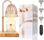 TOACSUCP Candle Warmer Lamp with 3 Bulbs, Adjustable Height Dimmable Candle Warmer with Timer, Compatible with Large Jar Candles, Flower Candle Warmer with Charming Gift Box Ribbon(Light Yellow)