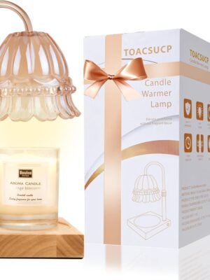 Candle Warmer Lamp with 3 Bulbs, Adjustable Height Dimmable Candle Warmer with Timer, Compatible with Large Jar Candles, Flower Candle Warmer with Charming Gift Box Ribbon(Light Yellow)