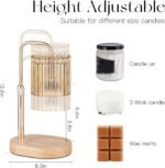 Candle Warmer Lamp with Timer: Gold Candle Warming Lamp Height Adjustable Wax Melt Warmer Dimmable Modern Farmhouse New Home Bedroom Decor Mothers Day Housewarming Gift for Women