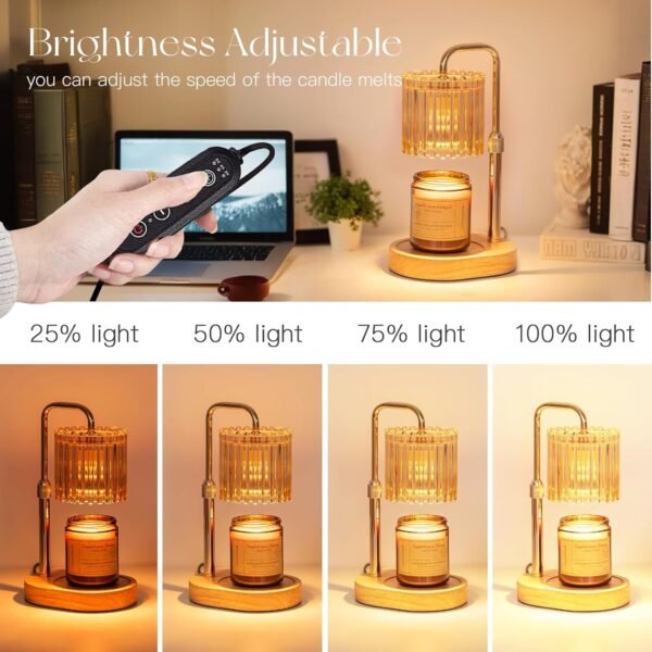 Candle Warmer Lamp with Timer: Gold Candle Warming Lamp Height Adjustable Wax Melt Warmer Dimmable Modern Farmhouse New Home Bedroom Decor Mothers Day Housewarming Gift for Women
