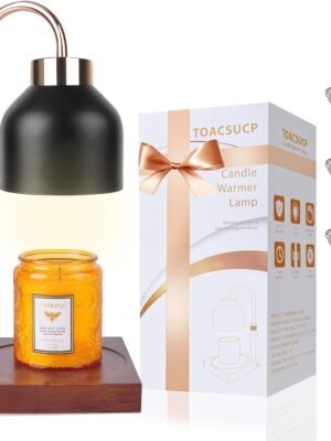 Candle Warmer Lamp with 3 Bulbs, Adjustable Height Dimmable Candle Warmer with Timer, Compatible with Large Jar Candles, Candle Lamp with Charming Gift Box Ribbon for Her\/Him(Black)