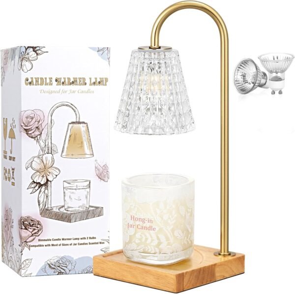Candle Warmer Lamp, Candle Lamp Warmer with Timer,Wax Melt Warmer,Crystal Candle Heater Lamp for Scented Wax, Elegant Home Decor, Clear Glass