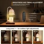 Candle Warmer Lamp with 3 Bulbs, Adjustable Height Dimmable Candle Warmer with Timer, Compatible with Large Jar Candles, Flower Candle Warmer with Charming Gift Box Ribbon(Light Brown)