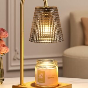 Hong-in Black and Gold Candle Warmer Lamp with Timer Dimmer,Birthday Gifts for Women Mom,House Warming Gifts New Home Room Decor,Vintage Wax Warmer for Scented Wax Jar Candles