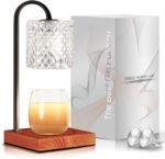Candle Warmer Lamp, Candle Lamp Wax Warmer, Timer & Dimmer 7-Levels, Fits Cup Jar Candle, Top Melting, Crystal Heater Lamp for Scented Wax, Elegant Home Decor, Clear & Brown