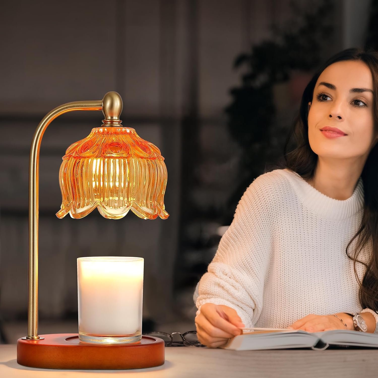 MEIXISUE Candle Warmer Lamp with Timer and Dimmer,Electric Amber Light Gifts for Women Melt Wax Warmer Lamp with 2 Bulbs for Candle Jars House Warming New Home Decor - Image 8