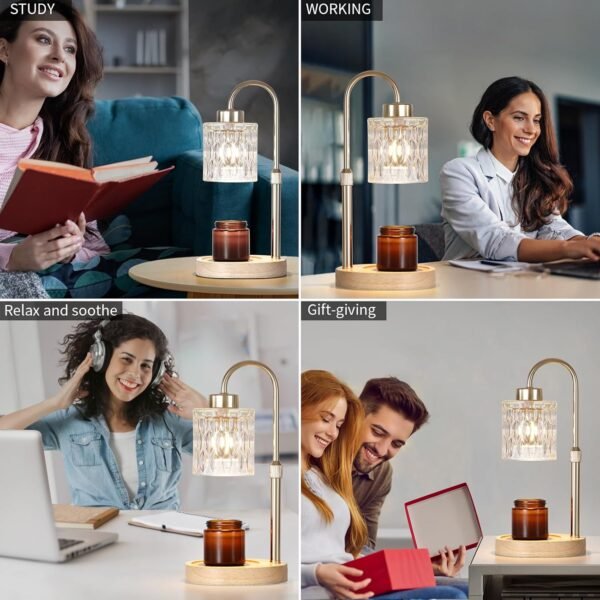 Gold Candle Warmer Lamp with Dimmer and Timer,Home Decor Lamp for Scented Jar,Electric Wax Melt Warmer,Mother's Day\/Birthday\/Christmas Gifts for Mom\/Wife,Adjustable Height,with 2 Bulbs