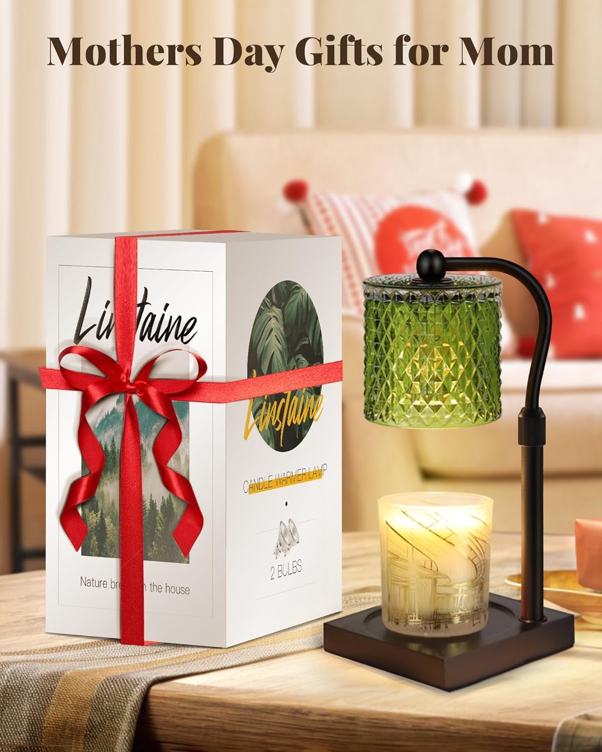 Linstaine Candle Warmer Lamp with Timer Dimmer Adjustable Height, Birthday Gifts for Women, House Warming New Home Decor Gifts for Mom, Electric Wax Warmer for Jar Candles, Green - Image 2