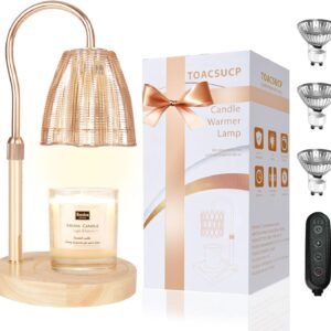 TOACSUCP Candle Warmer Lamp with 3 Bulbs, Adjustable Height Dimmable Candle Warmer with Timer, Compatible with Large Jar Candles, Candle Lamp with Charming Gift Box Ribbon for Her\/Him
