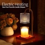 Candle Warmer Lamp, Candle Lamp Wax Warmer, Timer & Dimmer 7-Levels, Fits Cup Jar Candle, Top Melting, Crystal Heater Lamp for Scented Wax, Elegant Home Decor, Clear & Brown