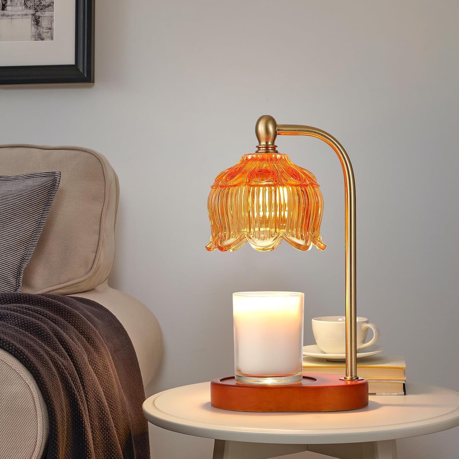 MEIXISUE Candle Warmer Lamp with Timer and Dimmer,Electric Amber Light Gifts for Women Melt Wax Warmer Lamp with 2 Bulbs for Candle Jars House Warming New Home Decor - Image 9