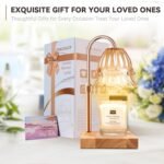 TOACSUCP Candle Warmer Lamp with 3 Bulbs, Adjustable Height Dimmable Candle Warmer with Timer, Compatible with Large Jar Candles, Flower Candle Warmer with Charming Gift Box Ribbon(Light Yellow)