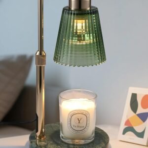 GODONLIF Candle Warmer Lamp with Timer Dimmable, Birthday Gifts for Women Mom, House Warming Gifts New Home Decor, Wax Melt Warmer for Jar Candles with 2 Bulbs, Green Marble Base
