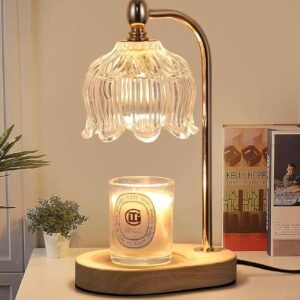 MEIXISUE Candle Warmer Lamp with Timer and Dimmer,Electric Gold Light Gifts for Women Melt Wax Warmer Lamp with 2 Bulbs for Candle Jars House Warming New Home Decor Bedroom