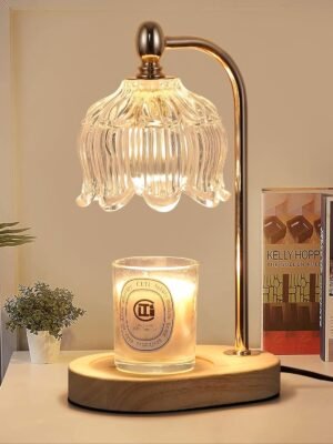Candle Warmer Lamp with Timer and Dimmer,Electric Gold Light Gifts for Women Melt Wax Warmer Lamp with 2 Bulbs for Candle Jars House Warming New Home Decor Bedroom