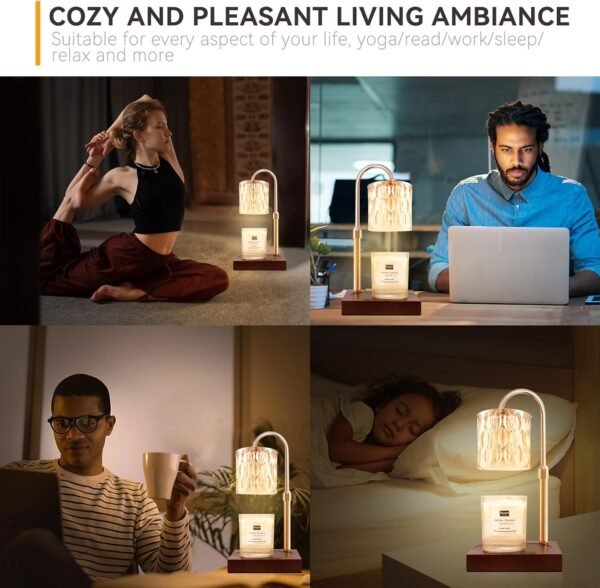 TOACSUCP Candle Warmer Lamp with 3 Bulbs, Adjustable Height Dimmable Candle Warmer with Timer, Compatible with Large Jar Candles, Candle Lamp with Charming Gift Box Ribbon for Her\/Him(Walnut)