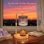 Candle Warmer Lamp with Timer: Purple Candle Warming Lamp with 2 Bulbs Height Adjustable Wax Melt Dimmable Bedroom Decor for Women