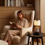 Candle Warmer Lamp with Timer, Modern Farmhouse Candle Warmer, Height Adjustable & Dimmable Electric Candle Warmer Lamp, Includes 2 Bulbs, Birthday Gift for Women, Mom, Housewarming - Flaxen
