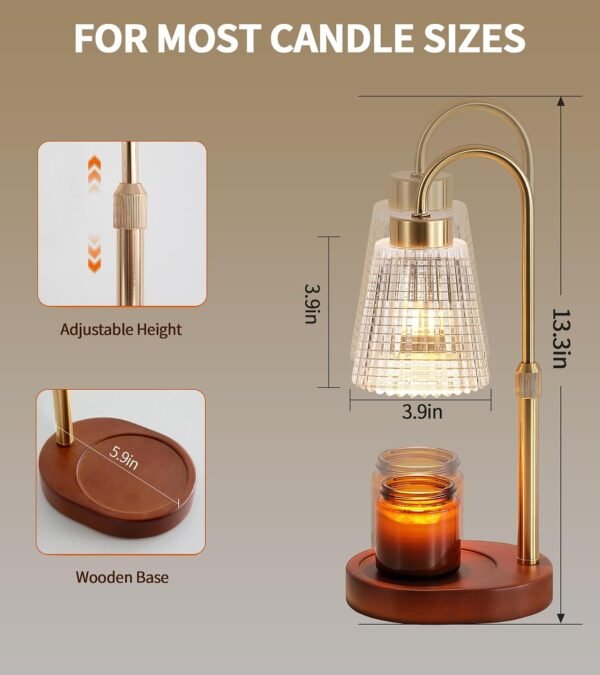 Candle Warmer Lamp WithTimer and Dimmer,Fragrance Electric Wax Melt Warmer with 2 Bulbs,Scented Jar Lamp,Mother's Day\/Birthday\/Christmas Gifts for Mom\/Wife,Home Decor,Adjustable Height