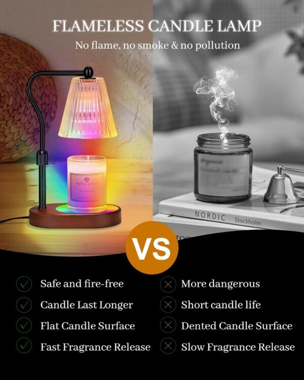 Engpure Candle Warmer Lamp with 7 LED Colors Lamp,Candle Warmer with Timer Dimmer Adjustable Height,Christmas Gift for Women Mom,Birthday Gifts for Women Mom