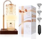 TOACSUCP Candle Warmer Lamp with 3 Bulbs, Adjustable Height Dimmable Candle Warmer with Timer, Compatible with Large Jar Candles, Candle Lamp with Charming Gift Box Ribbon for Her\/Him(Walnut)