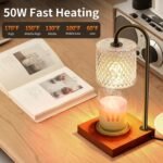 Candle Warmer Lamp, Candle Lamp Wax Warmer, Timer & Dimmer 7-Levels, Fits Cup Jar Candle, Top Melting, Crystal Heater Lamp for Scented Wax, Elegant Home Decor, Clear & Brown