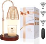 Candle Warmer Lamp with 3 Bulbs, Adjustable Height Dimmable Candle Warmer with Timer, Compatible with Large Jar Candles, Candle Lamp with Charming Gift Box Ribbon for Her\/Him