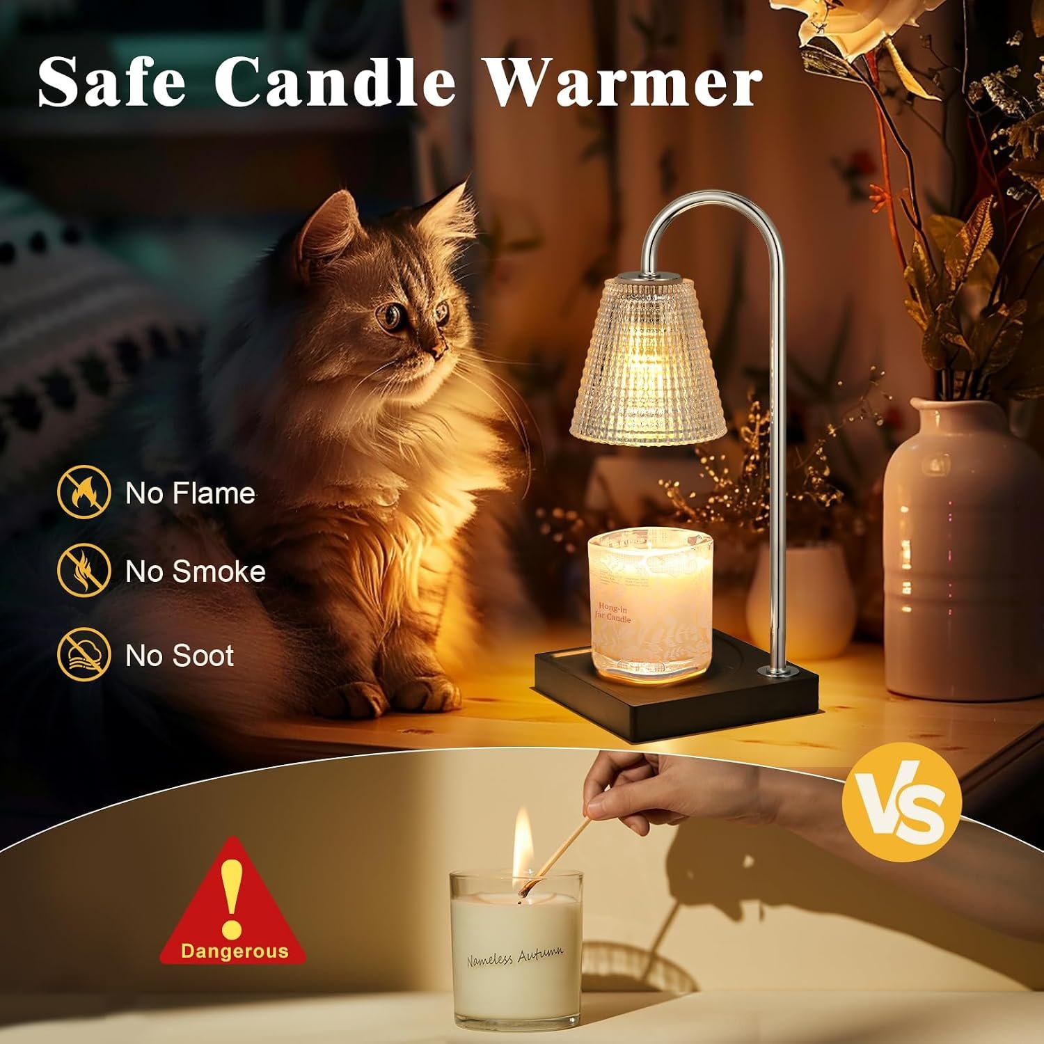 Hong-in Candle Warmer Lamp with Timer Dimmer,House Warming Gifts New Home Room Decor,Birthday Gifts for Women Mom Sister,Modern Wax Warmer for Scented Wax Jar Candles - Image 3