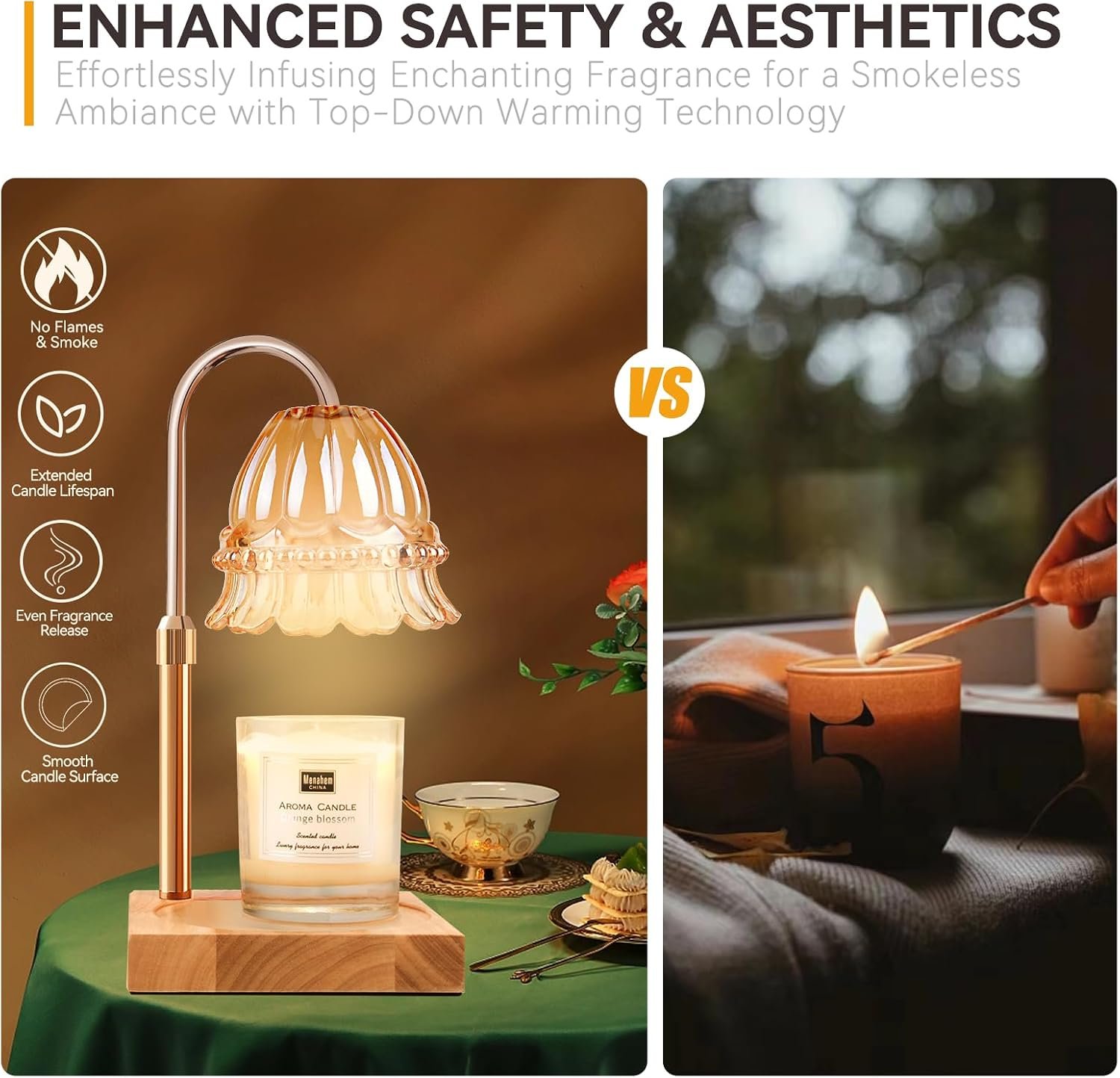TOACSUCP Candle Warmer Lamp with 3 Bulbs, Adjustable Height Dimmable Candle Warmer with Timer, Compatible with Large Jar Candles, Flower Candle Warmer with Charming Gift Box Ribbon(Light Yellow) - Image 4