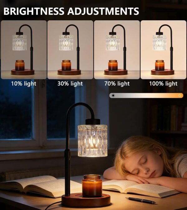 Black Candle Warmer Lamp with Dimmer and Timer,Home Decor Lamp for Scented Jar,Electric Wax Melt Warmer,Mother's Day\/Birthday\/Christmas Gifts for Mom\/Wife,Adjustable Height,with 2 Bulbs