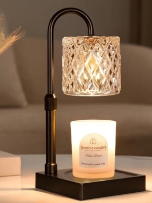Black Candle Warmer Lamp with Timer -Dimmable Adjustable Height Wax Melt Warmer for Jar Candles,Vintage Home Decor with Elegant Clear Glass,Birthday Gifts for Women, Mom, Friend, Sister